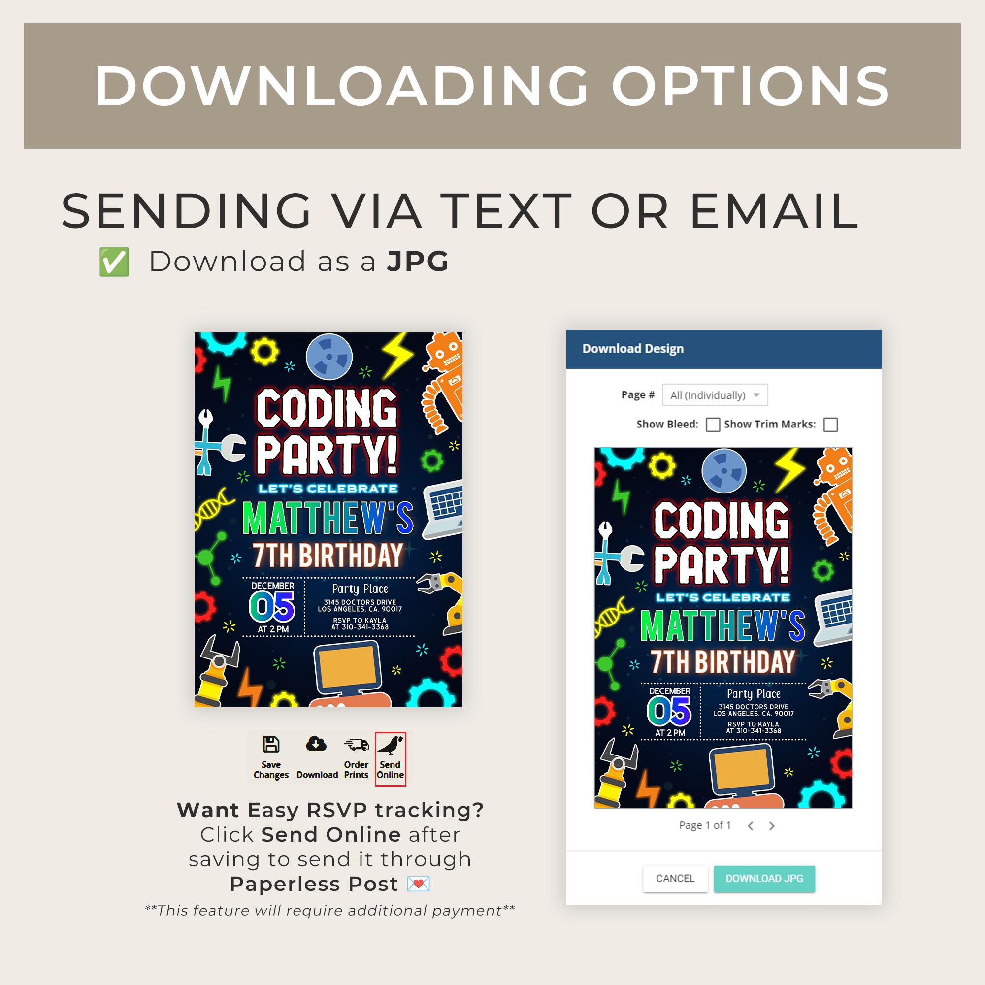 Coding Birthday Party Invitation, EDITABLE Programming Party Invite ...