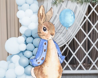 Découpe grande décoration Peter Rabbit, anniversaire lapin bleu, fête rustique de lapin floppy, accessoire de lapin bleu garçon, téléchargement immédiat, fichier imprimable, KP059