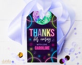 Thank You For Coming Gift Tag, Editable Kid Dance Party Favor, Glow Neon Template, Dancing Tween Girl Birthday Label, Instant Download KP067 Il_170x135