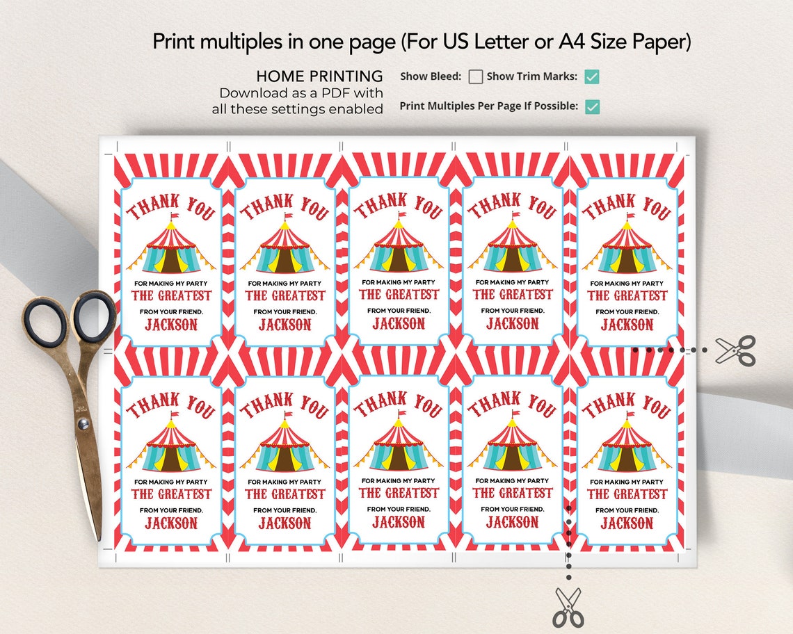 Favor Ride EDITABLE Carnival Birthday Gift Tag, Circus Party Favor Template, Fun ...