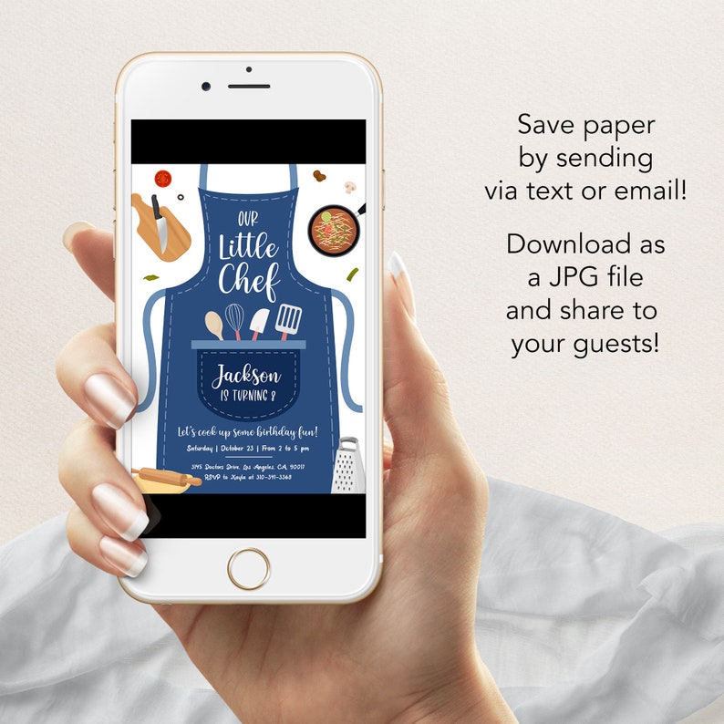 EDITABLE Cooking Birthday Invitation, Blue Kitchen Party Invite, Our ...