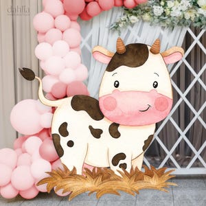 Decorazione grande a forma di animale da fattoria, sagoma di mucca, compleanno di animali da fattoria, festa in ranch, accessorio per compleanno in fattoria, download immediato, file stampabile, KP082