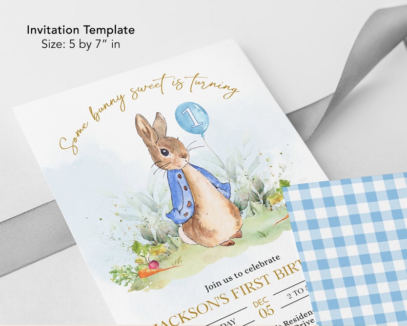 Peter Rabbit First Birthday Invitation Editable Invite - Etsy