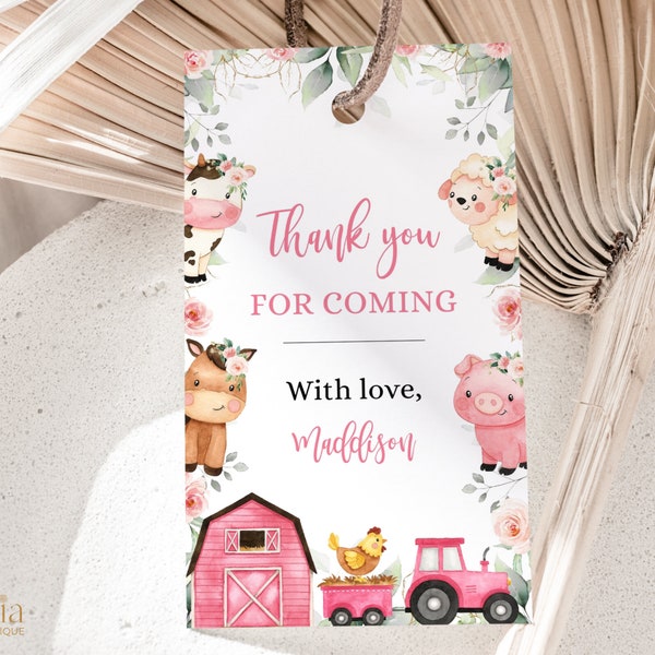 EDITABLE Farm Thank You For Coming Gift Tag, Barnyard Party Favor Tag, Ranch Animals Birthday Label, Barn Baby Shower Gift Tag, BS114, KP082