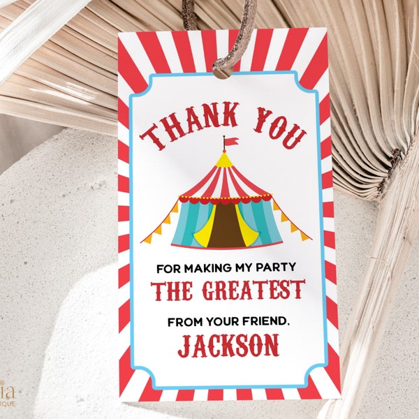 EDITABLE Carnival Birthday Gift Tag, Circus Party Favor Template, Fun Rides Thank You Card, Boys Outdoor Birthday, Instant Download KP120