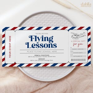 Flugstunden Geschenkgutschein, bearbeitbares Pilotentraining Geschenkzertifikat zum ausdrucken, Flugflugstunde Ticket, Flugschule, jeden Anlass