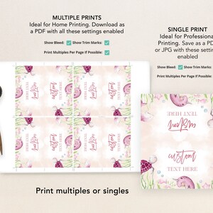 May include: Printable digital download of a pink and green watercolor illustration of a narwhal and sea turtle. The illustration includes the text "custom text here".