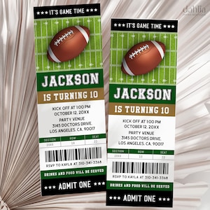 Football Ticket Geburtstagseinladung, bearbeitbare American Football Ticket einladen, Kinder Digital druckbare Vorlage, Sofort Download, KP268