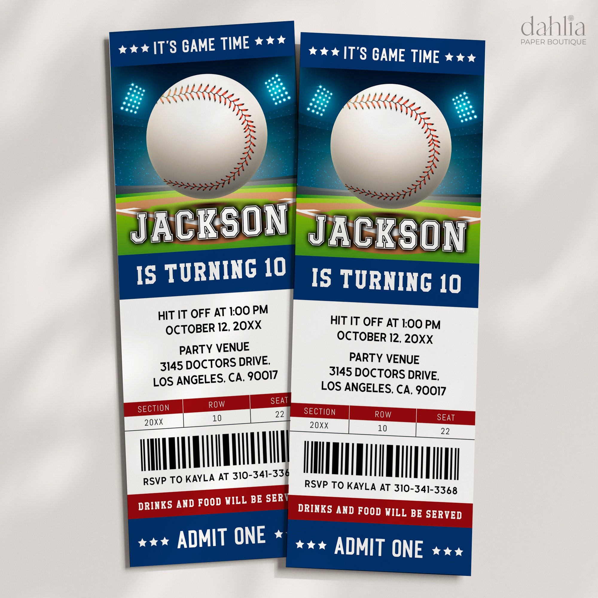 Baseball Ticket Birthday Invitation, Editable Custom MLB Ticket Invite ...