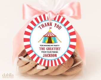 EDITABLE Carnival Birthday Round Gift Tag, Circus Party Favor Template, Fun Rides Thank You, Boys Outdoor Birthday, Instant Download KP120