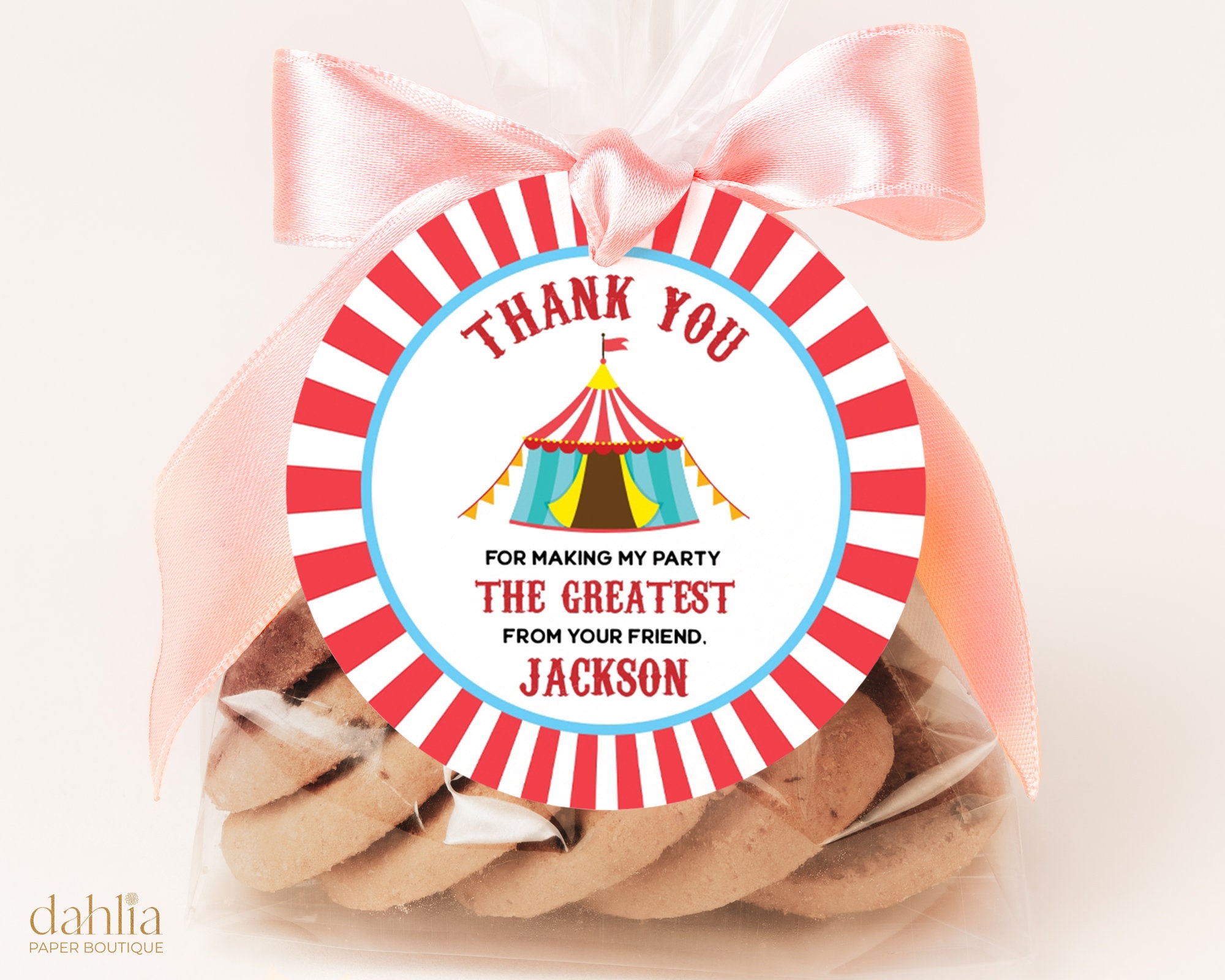 Favor Ride EDITABLE Carnival Birthday Round Gift Tag, Circus Party Favor Template ...