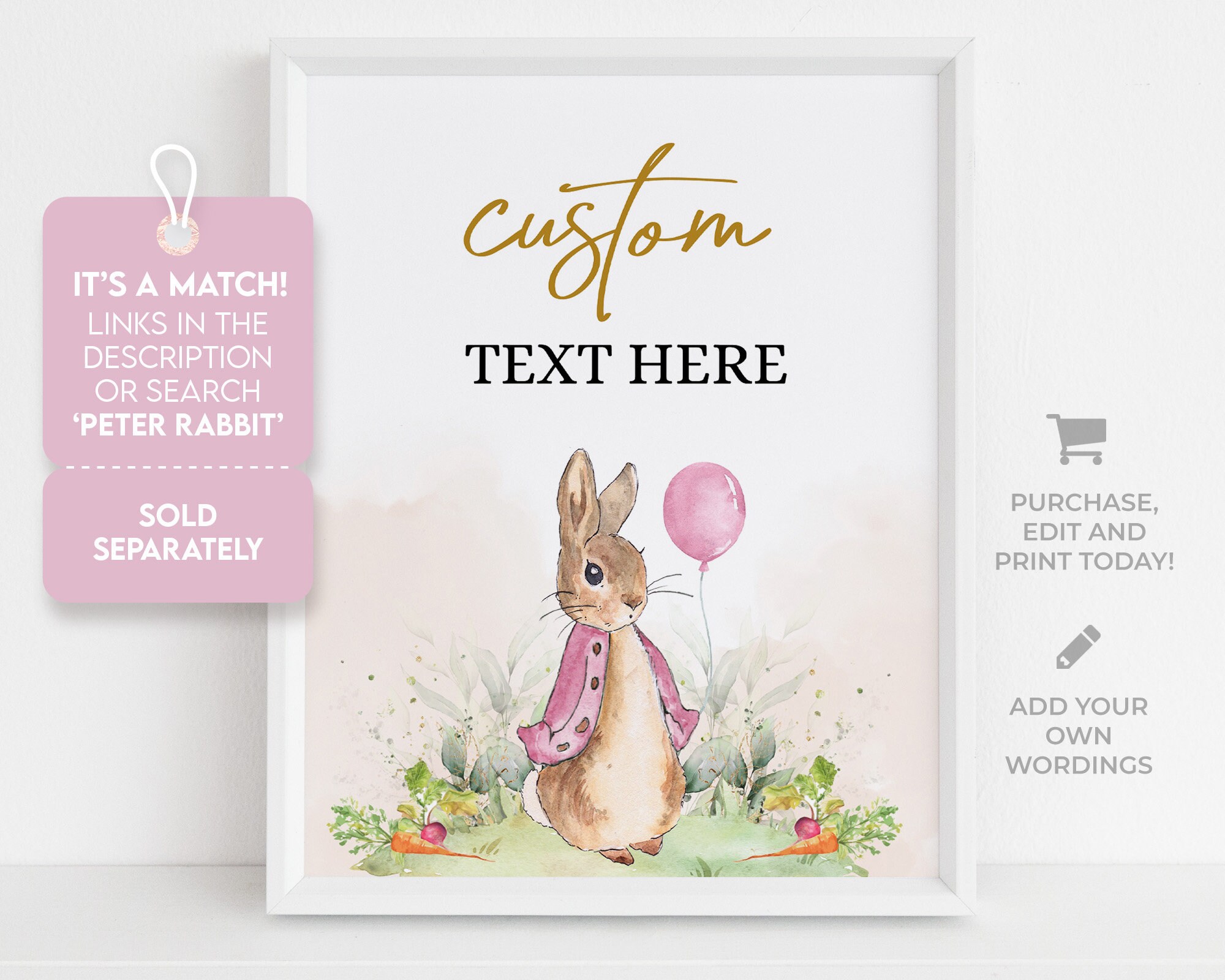 Sign Post Peter Rabbit Peter Rabbit First Birthday Welcome Sign Editable Banner - Etsy