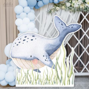 Under The Sea groot decoruitsparing, walvisuitsparing, verjaardagsfeestje oceaanthema, zeedieren rekwisietendecor, instant download, afdrukbaar bestand, KP095