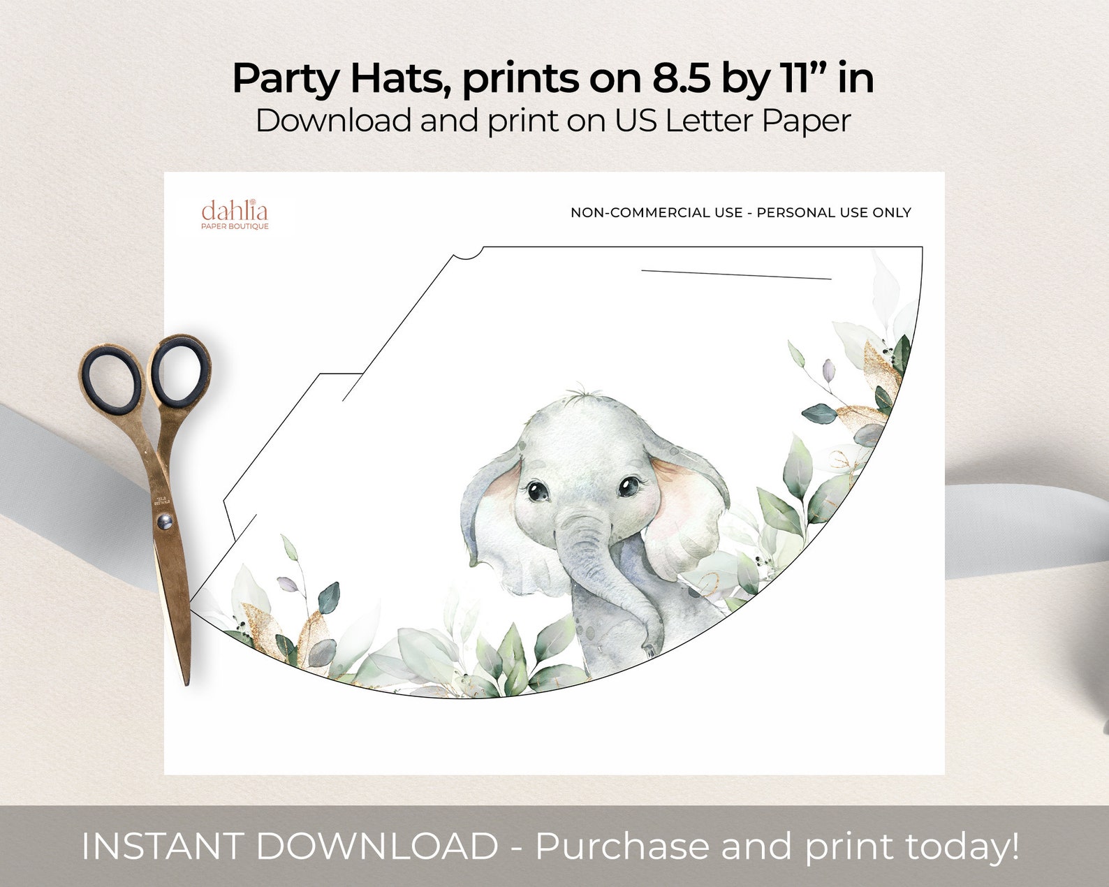 Printable Party Hats, Safari Animal Birthday Party Decor Template ...