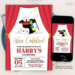 Magic Show Birthday Invitation, EDITABLE Circus Party Invite Template, Boy Tween Celebration, Kids Magician Birthday, Instant Download KP119