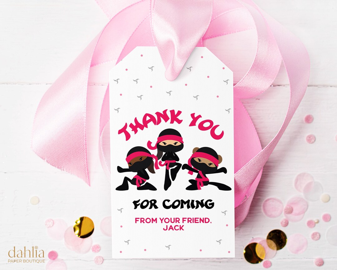 EDITABLE Ninja Birthday Thank You for Coming Gift Tag Ninja - Etsy ...