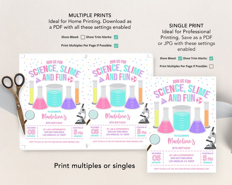 EDITABLE Science Birthday Invitation Girl Science Party Etsy