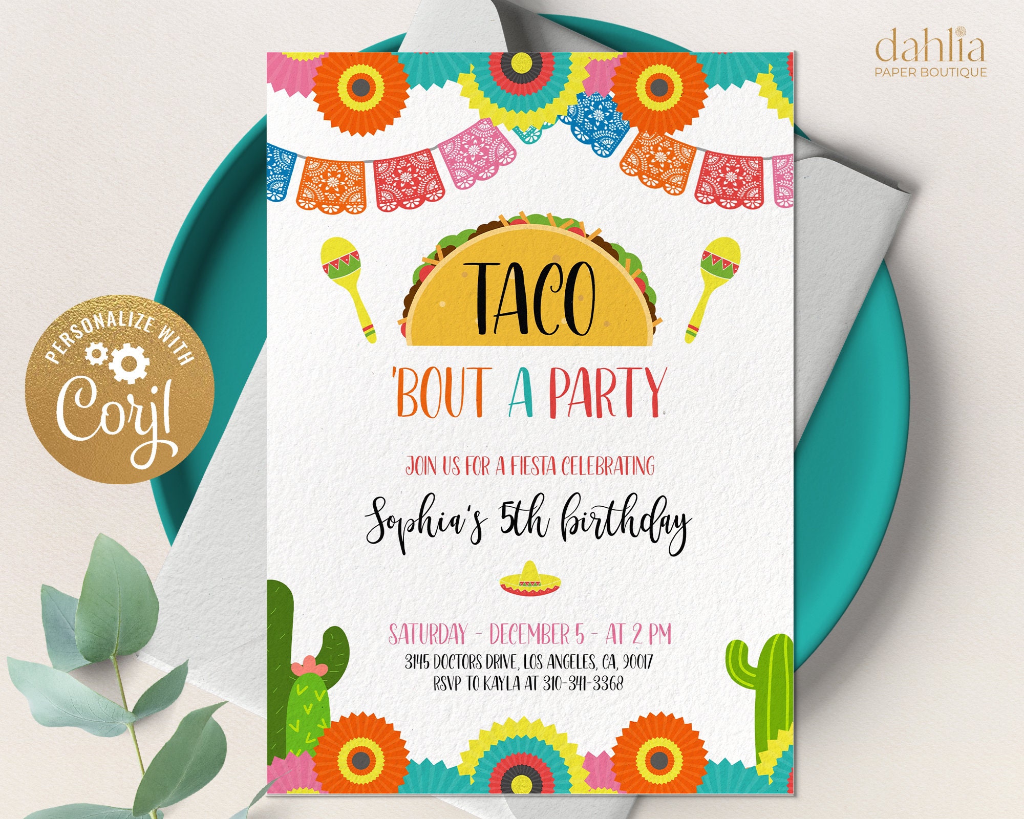 Taco Bout A Party Invitation EDITABLE Fiesta Birthday Invite Template Taco Birthday Cactus Party Invite Mexican Birthday