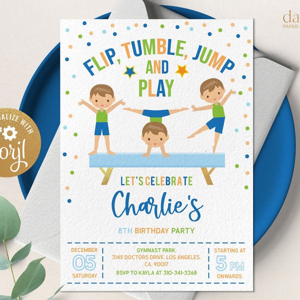 Boy Gymnastics Party - Etsy