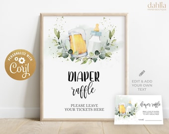 Diaper Raffle Sign, Beer Baby Shower, Brewery Baby Shower, Baby is Brewing Baby Shower, Couples Baby Shower, Diaper Raffle Card Corjl, BS083