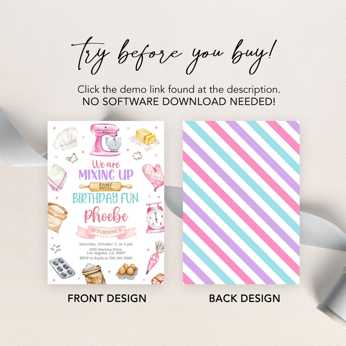 EDITABLE Baking Birthday Invitation, Kitchen Party Invite Template ...