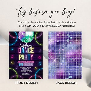Kids Dance Party Invitation Editable Disco Birthday Invite - Etsy