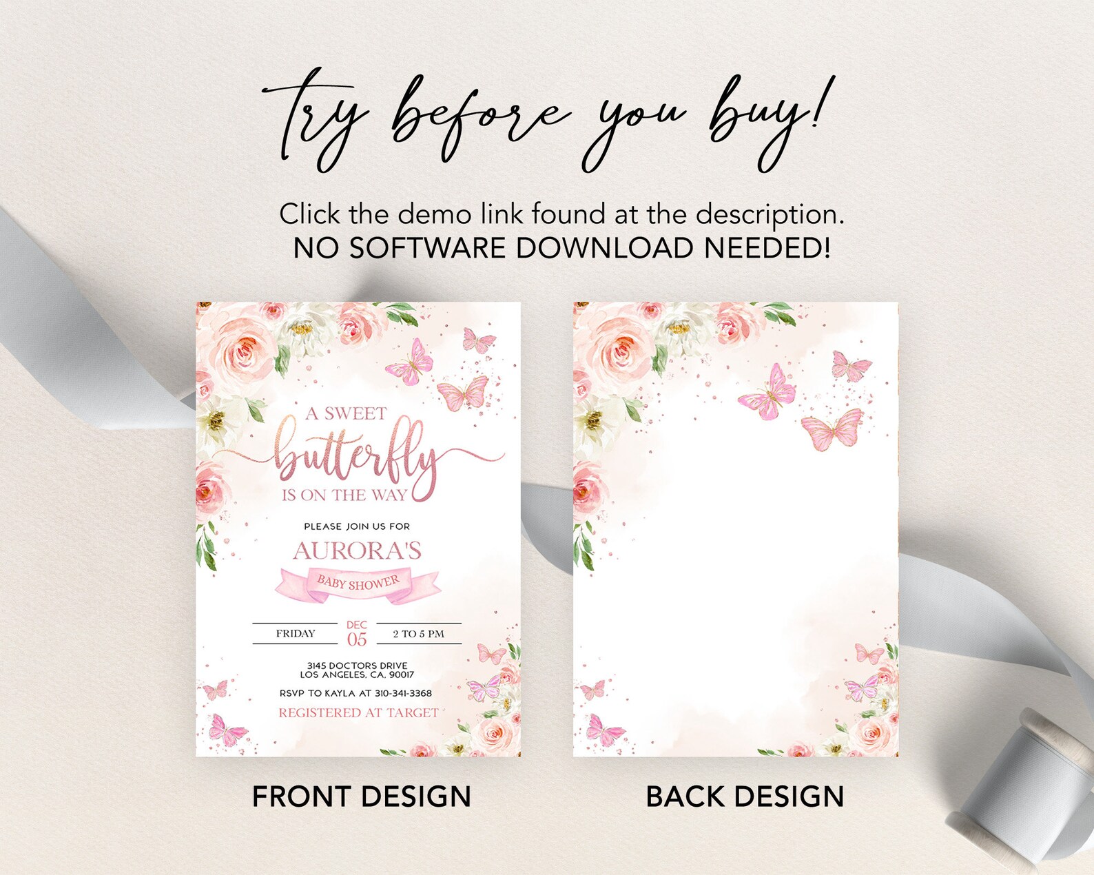 EDITABLE Butterfly Baby Shower Invitation, Magical Garden Invite ...