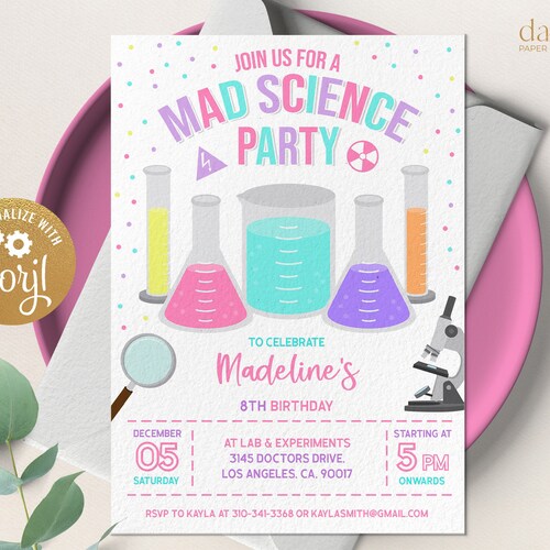Mad Science Birthday Invitation Science Birthday Party | Etsy
