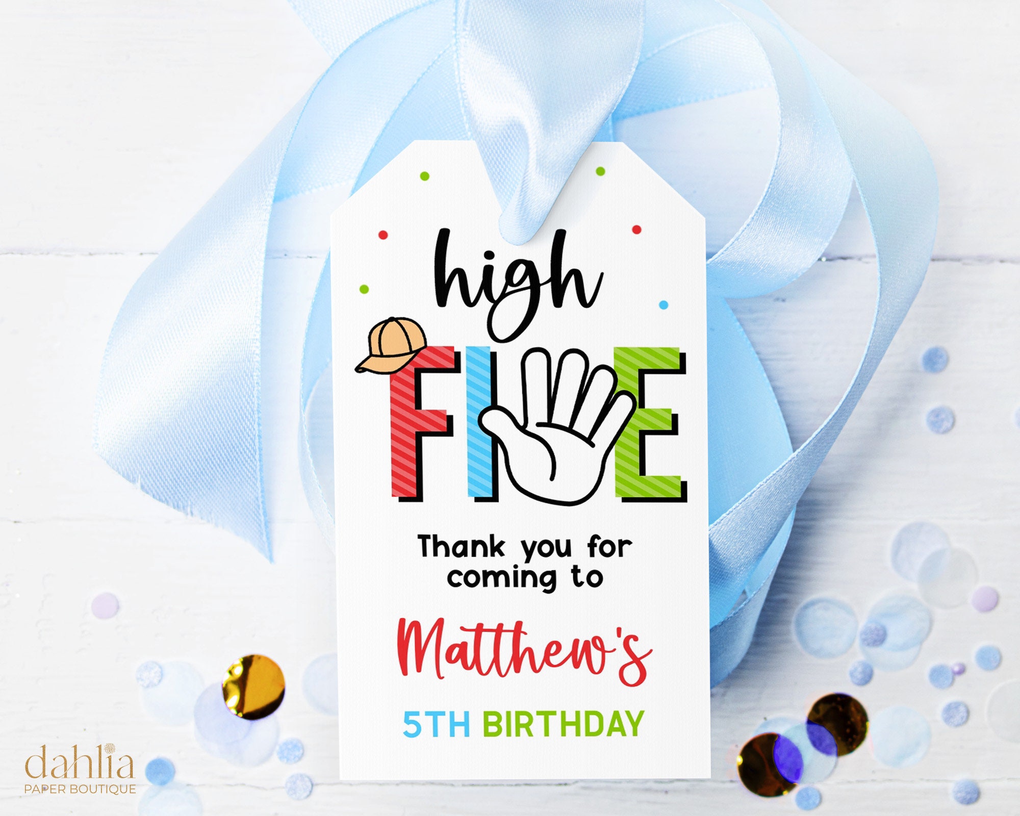 EDITABLE High Five Birthday Thank You for Coming Gift Tag Etsy Canada