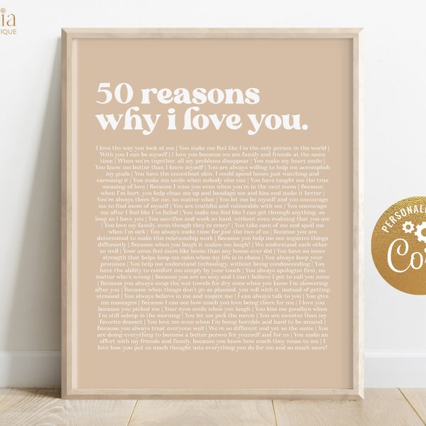 EDITABLE Reasons Why I Love You Template, Printable Sign, Gift for Him, Gift For Her, Anniversary. Valentine's Day Gift, Instant Access File