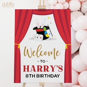 EDITABLE Magic Show Birthday Welcome Sign, DIY Magician Welcome Banner, Boy Tween Celebration, Kids Magician Birthday Instant Download KP119