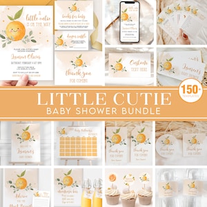 Little Cutie Baby Shower Bundle, Little Cutie Baby Shower Invitation Set, Clementine Baby Shower, Gender Neutral Baby Shower, BS032, Corjl