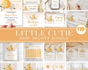 Little Cutie Baby Shower Bundle, Little Cutie Baby Shower Invitation Set, Clementine Baby Shower, Gender Neutral Baby Shower, BS032, Corjl