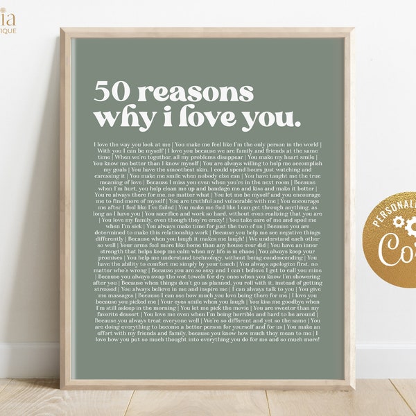 EDITABLE Reasons Why I Love You Template, Printable Sign, Gift for Him, Gift For Her, Anniversary, Valentine's Day Gift, Instant Access File