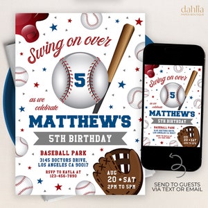 Baseball-Geburtstagseinladung, bearbeitbare Geburtstagsvorlage für Jungen, Rookie All Star Party Sport einladen, digital bedruckbar, Sofort-Download KP357