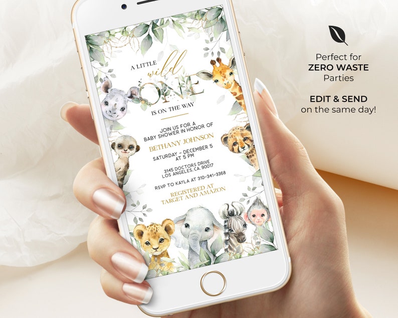 Safari Baby Shower Evite A Wild One on the Way Baby Shower Etsy