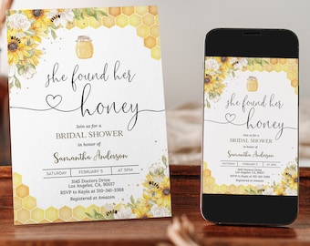 Bride to Bee Bridal Shower Invitation, Editable Honey Bee Rustic Bee Bridal Shower Invite, Bee Printable Template, Instant Download, HON01