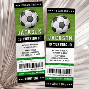 Soccer Ticket Birthday Invitation, Football Ticket Invite Template, Soccer Party Kids, Digital Editable Printable, Instant Download, KP267
