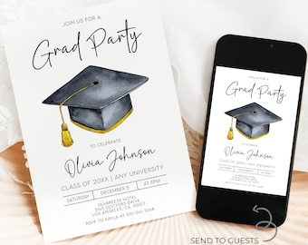 Graduation Party Invitation Template Editable, Graduation Announcement Invite, Graduation Party Invite Download, Class of Grad Party, G001