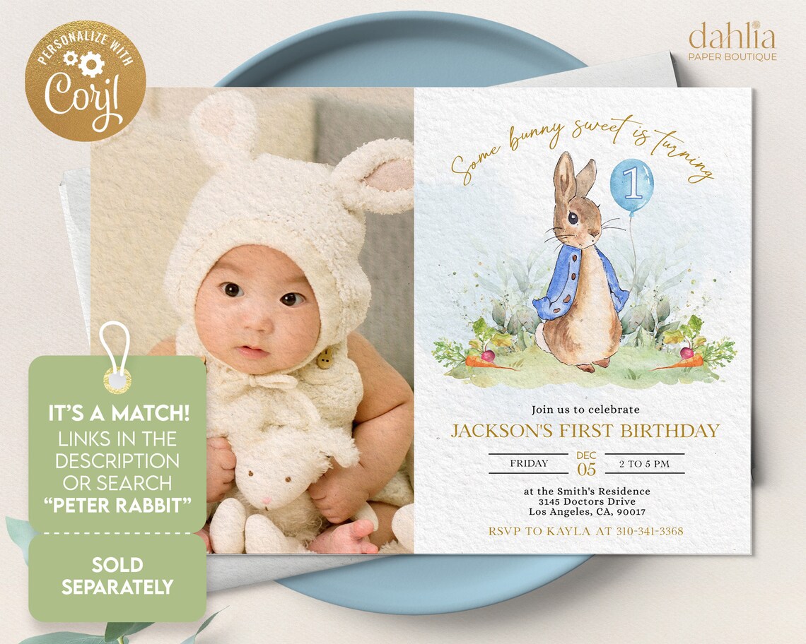Peter Rabbit Gable Box Label Template, Editable Flopsy Bunny Party ...