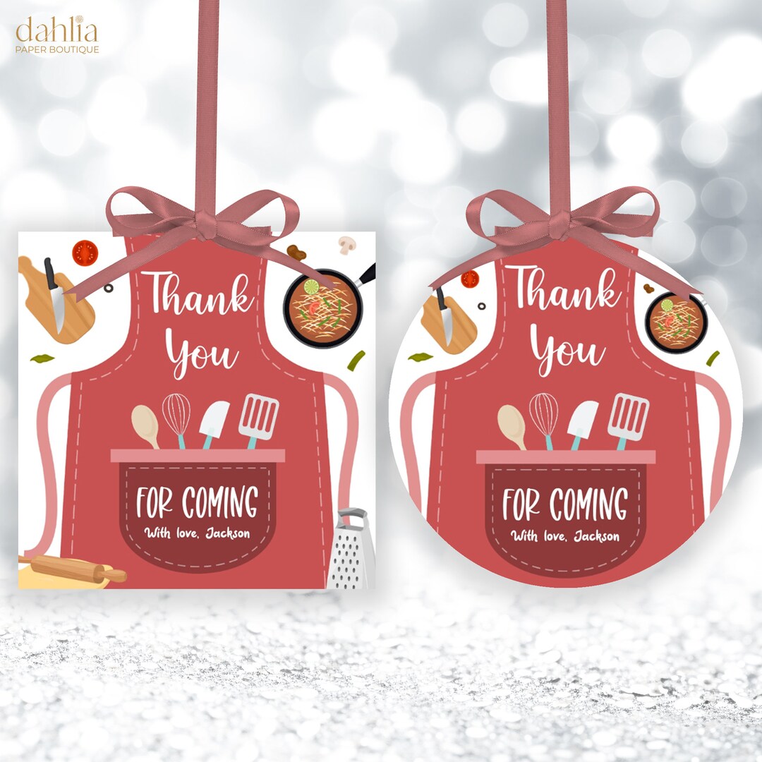 Cooking Thank You Gift Tag, EDITABLE Baking Birthday Label, Red Little ...