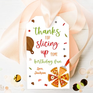 Danke für das Kommen Geschenkanhänger, EDITIERBARE Pizza Mitbringsel Tag, Unisex Kinder Geburtstag Label, Food Trip Dankeschön, Instant Download KP145