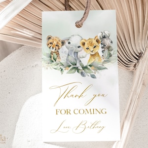 Etichetta regalo Safari Baby Shower, modificabile A Wild One On The Way Baby Sprinkle Party Favor, Jungle Safari Thank You Note Card, Tropical BS109