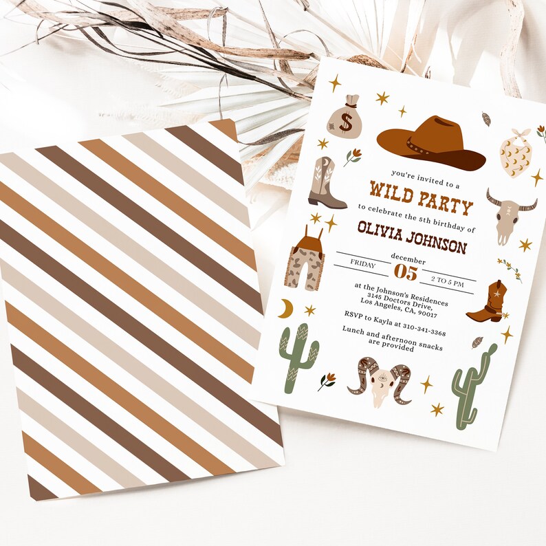 Wild West Modern Birthday Invitation, EDITABLE Cowboy Rodeo Party Invite Template, Western Ranch, Country Birthday, Instant Download KP079 image 2