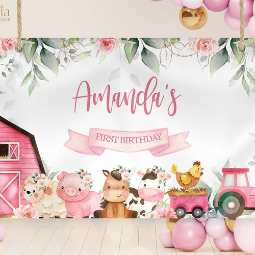 Farm Birthday Backdrop EDITABLE Barn Animals Party Decor Etsy Australia