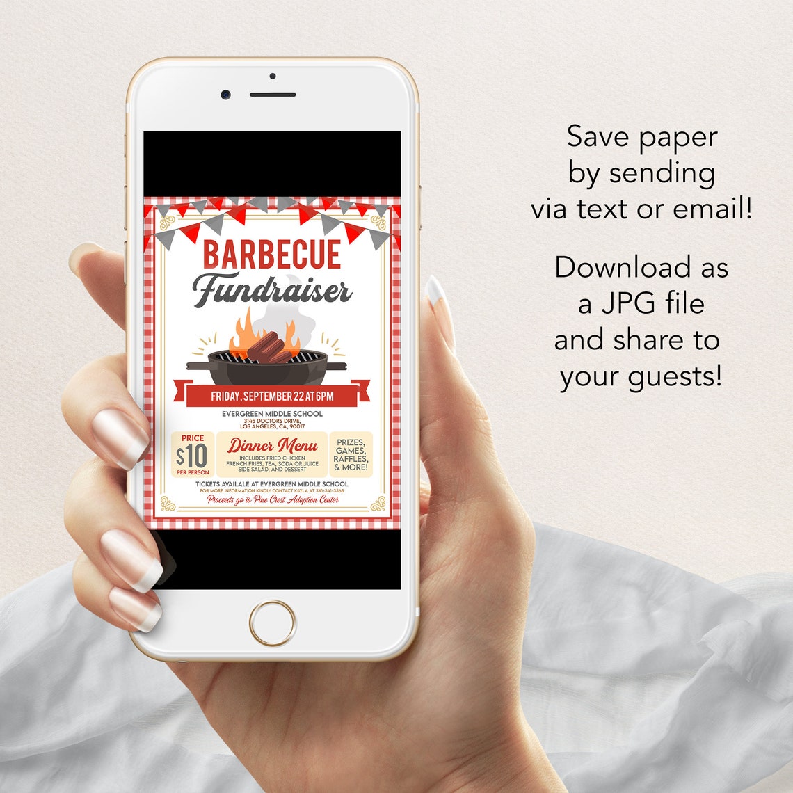 Editable BBQ Dinner Fundraiser Flyer Ticket, PTA PTO School Church ...