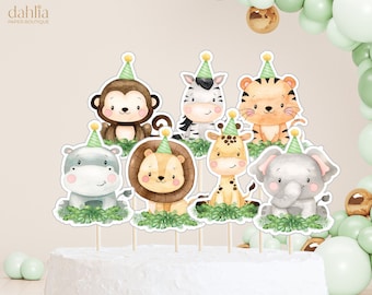 26PCS Safari Cake Toppers - Animal Theme Birthday Decorations For Cakes & Cupcakes