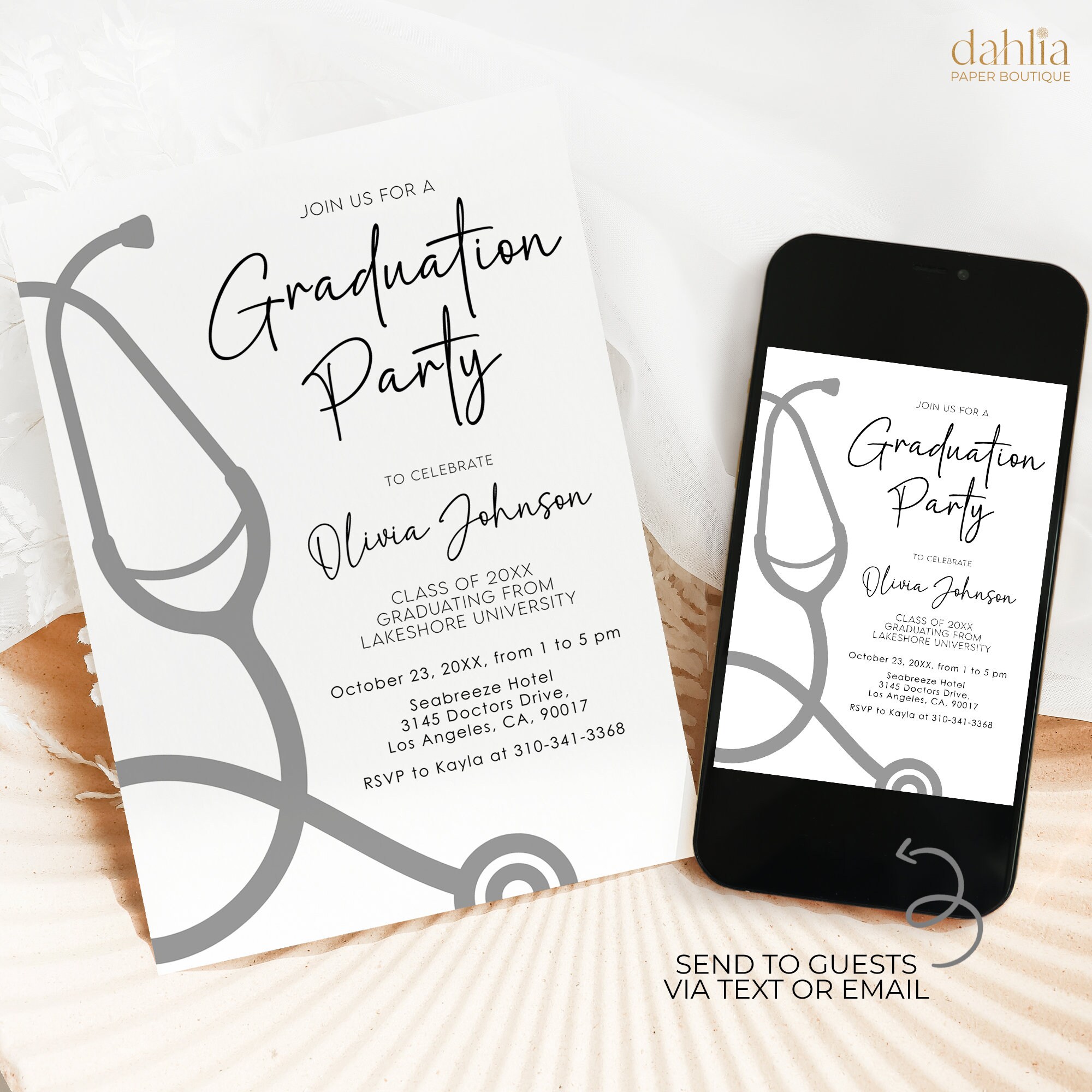 Nurse Graduation Party Invitation Template Editable, RN Graduation Announcement Invite, Registered Nurse Graduation Party Download, G006