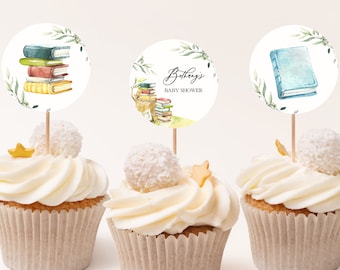 SET MODIFICABILE DI 6 Toppers cupcake libro di fiabe, Baby Shower nuovo capitolo, decorazioni per feste a tema libro, libro di fiabe, libri, download istantaneo, BS158