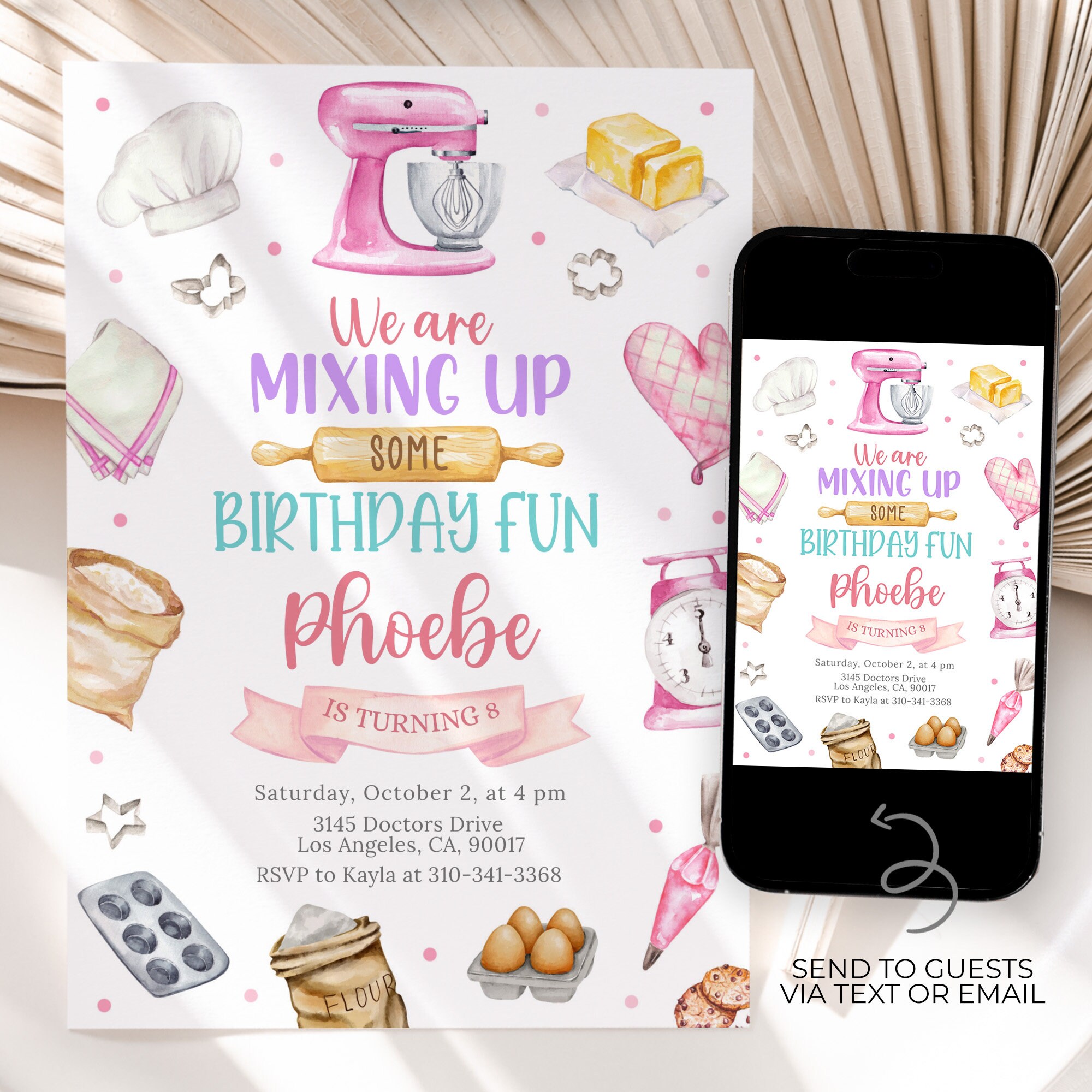 EDITABLE Baking Birthday Invitation, Kitchen Party Invite Template ...